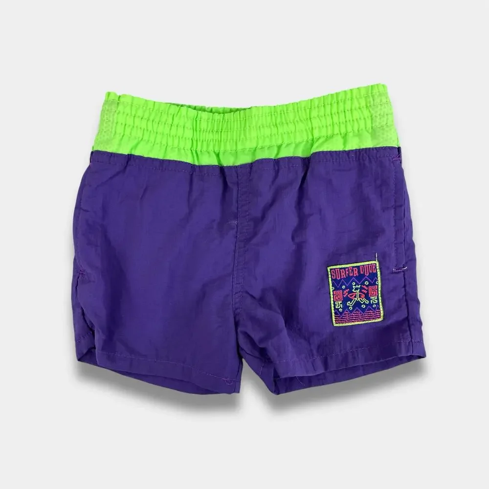 Vintage French Toast Surfer Dude Swim Trunks 12 Months